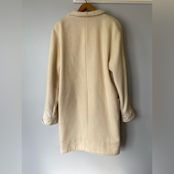 VINTAGE neutral cream slouch wool coat Sz. 12 - Picture 8 of 15